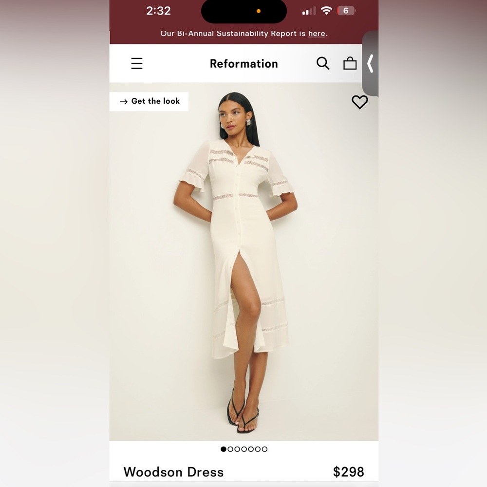 Reformation Ivory Midi Dress with Slit